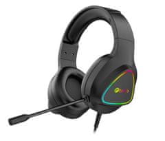 C-Tech játék headset mikrofonnal Midas (GHS-17), alkalmi játék, RGB háttérvilágítás, 3.5mm jack+USB(sub.) fekete