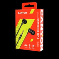 Canyon Sztereó fejhallgató lapos kábellel, mikrofonnal, 1,2M, fekete