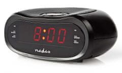 Nedis digitális ébresztőóra rádióval/ LED kijelzővel/ AM/ FM/ szundi funkcióval/ kikapcsoló időzítővel/ 2 ébresztés/ fekete színű