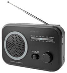 Nedis hordozható rádió/ AM/ FM/ akkumulátor/ hálózati tápegység/ analóg/ 1,8 W/ fejhallgató kimenet/ fekete/ szürke