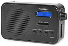 Nedis hordozható rádió/ DAB+/ FM/ 1,3"/ akkumulátoros/ digitális/ 3,6 W/ ébresztőóra/ kikapcsoló időzítő/ fekete színű