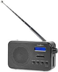 Nedis hordozható rádió/ DAB+/ FM/ 1,3"/ akkumulátoros/ digitális/ 3,6 W/ ébresztőóra/ kikapcsoló időzítő/ fekete színű