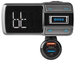 Nedis FM autós adóvevő/ kéz nélküli hívás/ 2,0"/ LED képernyő/ Bluetooth 5.0/ 12 - 24 V DC/ 3 A/ 2x USB/ fekete