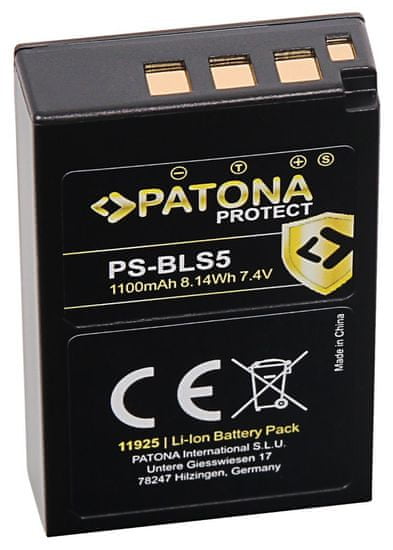 PATONA akkumulátor fotó Olympus BLS5 1100mAh Li-Ion Protect fényképhez