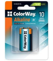 ColorWay Színes lúgos elem 6LR61/ 9V/ 1db csomagban/ Buborékcsomagolásban