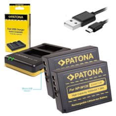 PATONA Photo Dual Quick Fuji NP-W126 töltő + 2x 1020mAh USB akkumulátor