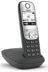SIEMENS GIGASET A690HX - DECT/GAP kiegészítő kézibeszélő vezeték nélküli telefonhoz, fekete/ezüst színű, töltővel együtt