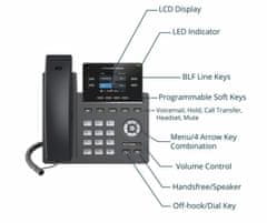 Grandstream GRP2612W SIP telefon, 2,4" TFT sávos kijelző, 2 SIP fiók, 4 programozható mellék, 2x10/100Mb, WiFi