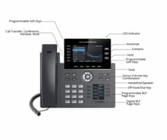 Grandstream GRP2616 SIP telefon, 2xkijelző, 4,3" és 2,4", 6 SIP fiók, 24 pr.tl.,2x1Gb, WiFi, BT, USB