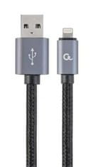 Gembird Lightning 8 tűs (M) USB 2.0 (M) töltőkábel, prémium, fonott, 1,8 m, fekete