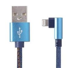 Gembird töltőkábel Lightning 8 tűs (M) 90° USB 2.0 (M), fonott, 1 m, kék