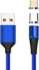 PremiumCord mágneses micro USB és USB-C töltő- és adatkábel 1m, kék