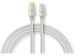 Nedis PROFIGOLD Lightning/USB 2.0 kábel/ Apple Lightning 8pin - USB-C csatlakozó/ nejlon/ ezüst/ BOX/ 1m