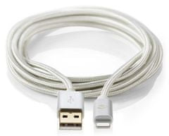 Nedis PROFIGOLD Lightning/USB 2.0 kábel/ Apple Lightning 8pin - USB-A csatlakozó/ nejlon/ ezüst/ BOX/ 3m