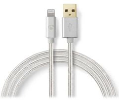 Nedis PROFIGOLD Lightning/USB 2.0 kábel/ Apple Lightning 8pin - USB-A csatlakozó/ nejlon/ ezüst/ BOX/ 3m