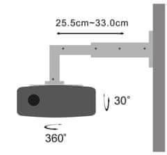 STELL kihúzható projektor fali tartó SHO 1092, teherbírás 15kg - ezüst