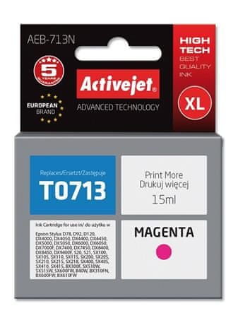 ActiveJet tinta Epson T0713 D78/DX6000/DX6050 Magenta, 15 ml AEB-713