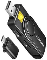 AXAGON Pocket smart kártyaolvasó USB-C (eCitizen) / SD,MicroSD,SmartCard,SIM/ CRE-SMP2A / USB 2.0