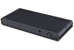 PremiumCord HDMI kapcsoló 4:1 4Kx2K@60Hz, 1080P, HDR, nyomógombos vezérlés és távirányító támogatásával