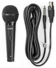 Nedis vezetékes mikrofon/ kardioid/ levehető kábel 5m/ 600 Ohm/ -72 dB/ 6,35 mm-es jack/ kapcsoló/ ABS/ fekete