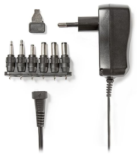 Nedis univerzális AC hálózati adapter/ 7,2 W/ 3 - 12 VDC/ 100 - 240 V AC/ 6 csatlakozó/ 1,8 m/ fekete színű