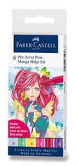 FABER - Castell Marker Pitt művész toll Manga Shojo 2 6 db