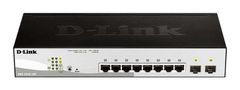 D-Link DGS-1210-10P/ME 8 portos 10/100/1000BASE-T PoE + 2 portos 1 Gbps SFP Metro Ethernet menedzselt switch, 65W