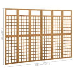 Vidaxl 6 paneles tömör fenyőfa térelválasztó/lugasrács 242,5 x 180 cm 316481