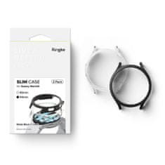 TKG Ringke Slim műanyag védő keret Samsung Galaxy Watch6 (44mm) okosórához átlátszó+fekete (2db)