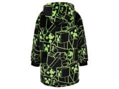 sarcia.eu Minecraft Fekete-zöld gyerek pulóver/köntös/takaró kapucnival, snuddie 122-140 cm