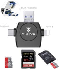 Viking MEMORY CARD READER V4 USB3.0 4V1 fekete