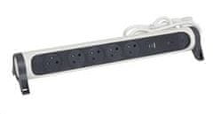 LEGRAND Revolution hosszabbító kábel 5x2P+T forgatható testtel, USB A+C töltővel, túlfeszültségvédővel, világító ON/OFF kapcsolóval