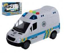 Autó Rendőrség furgon 15cm műanyag lendkerék az akkumulátoron hanggal és fénnyel