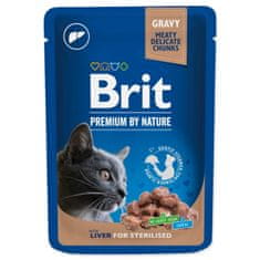 Brit Prémium szaftos darabok májjal sterilizált macskáknak - 100 g