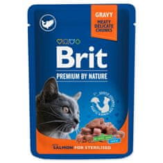 Brit Prémium szaftos lazacos darabok sterilizált macskáknak - 100 g