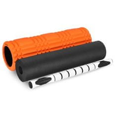 Spokey MIXROLL 3in1 Masszázs Fitness görgő szett, 45 cm, narancssárga