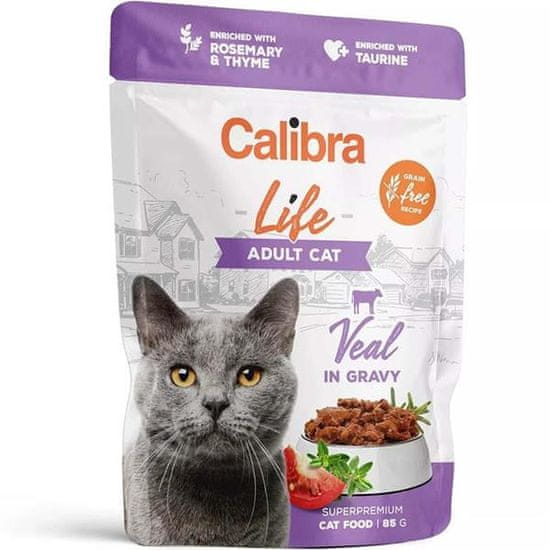 Calibra Cat Life kapszula. Felnőtt borjúhús mártásban 85 g
