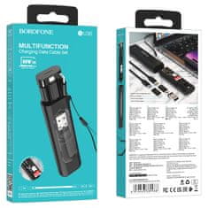 Borofone Borofone 3db-os adapterszett - USB-C / Lightning / microUSB kábelek + SIM tű a kinyitáshoz - Fekete