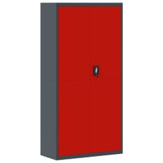 Greatstore antracitszürke-piros acél irattartó szekrény 90x40x180 cm