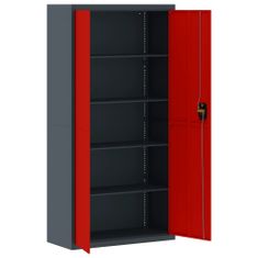 Greatstore antracitszürke-piros acél irattartó szekrény 90x40x180 cm