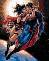 ZUTY Festmény szám szerint 40 x 50 cm Wonder Woman - WONDER WOMAN AND SUPERMAN ARE FLYING (Csodanő és Szupermen repülnek)