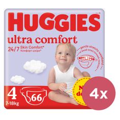 Huggies 4x Ultra Comfort eldobható pelenkák Mega 4 (7-18 kg) 66 db