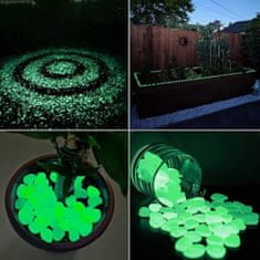 HOME & MARKER® Fluoreszkáló dekorkavics, világító kövek kerti dekorációhoz, világító dekorációs csomag: 100 db zöld világító kő | LUMIROCKS
