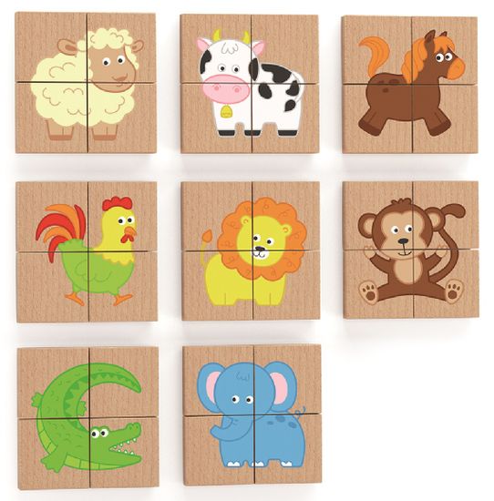 Viga Fából készült mágneses puzzle - állatok