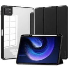 TKG Tablettok XIAOMI PAD 6 (11,0 coll) - fekete smart case tablet tok, átlátszó hátlappal, ceruza tartóval