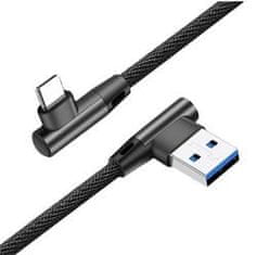 Gembird USB-C (M) - USB 2.0 (M) töltőkábel, négyszögletes csatlakozók, fonott, 1m, farmer színű