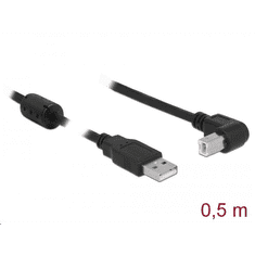 DELOCK USB 2.0-s kábel A-típusú > USB 2.0 B-típusú derékszögű 0,5 m fekete (84809) (84809)