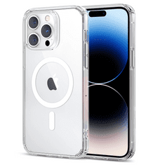 ESR Apple iPhone 14 Pro Max, Műanyag hátlap védőtok, közepesen ütésálló, légpárnás sarok, Magsafe kompatibilis, Krystec HaloLock, átlátszó (RS142411)
