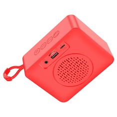 Bluetooth hordozható hangszóró, 5W, v5.2, TWS, Beépített FM rádió, TF kártyaolvasó, USB aljzat, 3.5mm, felakasztható, Hoco BS51 Gold Brick, piros