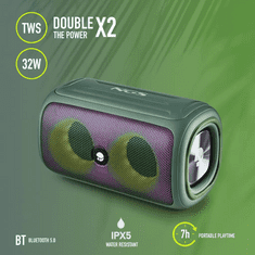 NGS Roller Beast Green Bluetooth Hangszóró IPX5 32W - BT / USB / TF / AUX IN - TWS